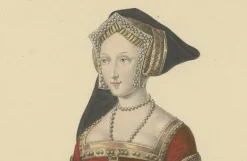 Pamono After Louis Marie Lanté, Anne Boleyn, Queen of England, Handcoloured Engraving, 1900><noscript><img width=