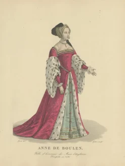 Pamono After Louis Marie Lanté, Anne Boleyn, Queen of England, Handcoloured Engraving, 1900> Prints & Multiples