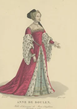 Pamono After Louis Marie Lanté, Anne Boleyn, Queen of England, Handcoloured Engraving, 1900><noscript><img width=