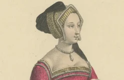 Pamono After Louis Marie Lanté, Anne Boleyn, Queen of England, Handcoloured Engraving, 1900><noscript><img width=