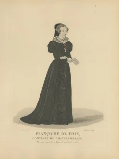 New Pamono After Louis Marie Lanté, Françoise De Foix, Countess of Châteaubriant, Handcoloured Engraving, 1900