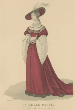 Pamono After Louis Marie Lanté, La Belle Paule, Toulouse Beauty, Handcoloured Engraving, 1900><noscript><img width=
