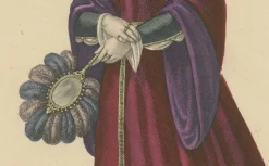 Pamono After Louis Marie Lanté, La Belle Ferronnière, French Renaissance Beauty, Handcoloured Engraving, 1900><noscript><img width=