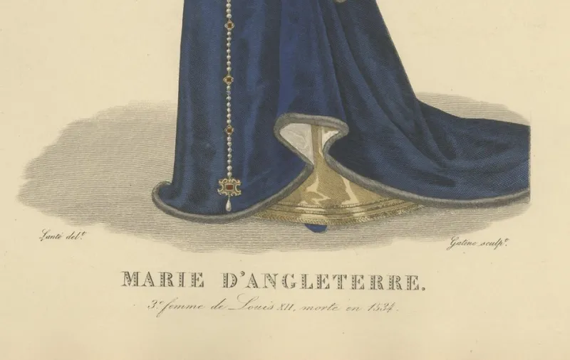 Pamono After Louis Marie Lanté, Mary of England, Queen of France, Handcoloured Engraving, 1900> Prints & Multiples