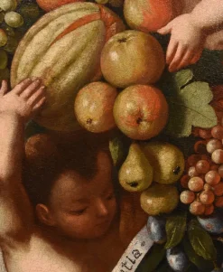 Pamono After Luigi Garzi, Angels, Flowers & Fruit, 1700, Oil on Canvas><noscript><img width=