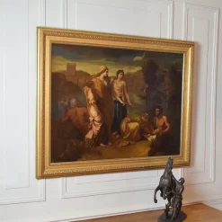 Outlet Pamono After Nicolas Poussin, Moses Saved from the Waters, 19th Century, Oil on Canvas, Framed
