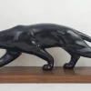 Pamono After S. Melani, Art Deco Black Panther Sculpture, 1930s, Plaster on Wood Base> Art Deco|Sculpture
