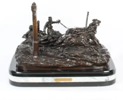 Hot Pamono After Vasily Grachev, Horse & Cart Scene, Russia, 20th Century, Bronze Sculpture
