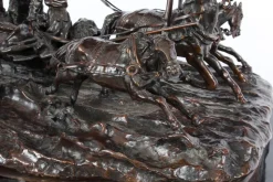 Hot Pamono After Vasily Grachev, Horse & Cart Scene, Russia, 20th Century, Bronze Sculpture