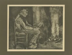 New Pamono After Vincent Van Gogh Man, Reading by the Fire, 1928, Portfolio Print
