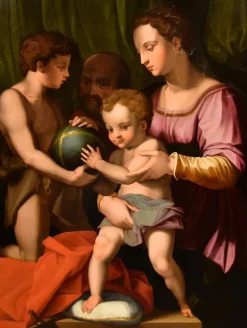 Pamono Agnolo di Cosimo alias Il Bronzino, Holy Family with Madonna & St John, 1550s, Oil on Panel> Old Masters|Classical