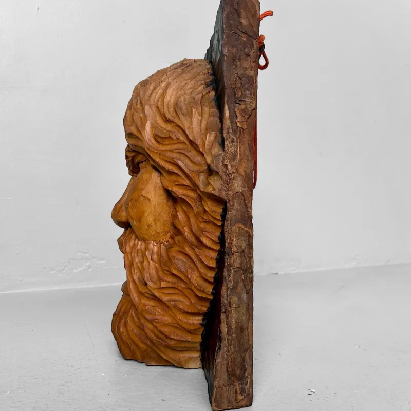 Pamono Ainu Carved Wood Warrior's Head, Japan, 1950s> Wall Decor