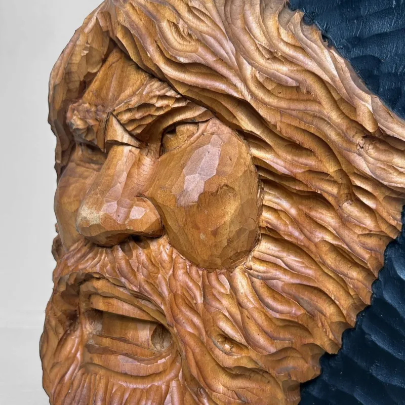 Pamono Ainu Carved Wood Warrior's Head, Japan, 1950s> Wall Decor