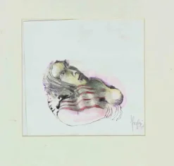 Pamono Alberto Inglesi, Woman, 1990s, Ink and Watercolor on Paper> Work On Paper