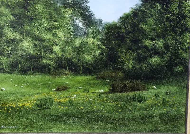 Hot Pamono Alberto Vespaziani, A Mountain Meadow, 1970s, Oil on Canvas, Framed