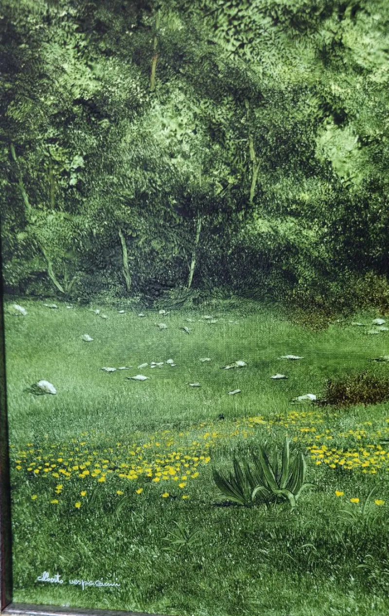 Hot Pamono Alberto Vespaziani, A Mountain Meadow, 1970s, Oil on Canvas, Framed