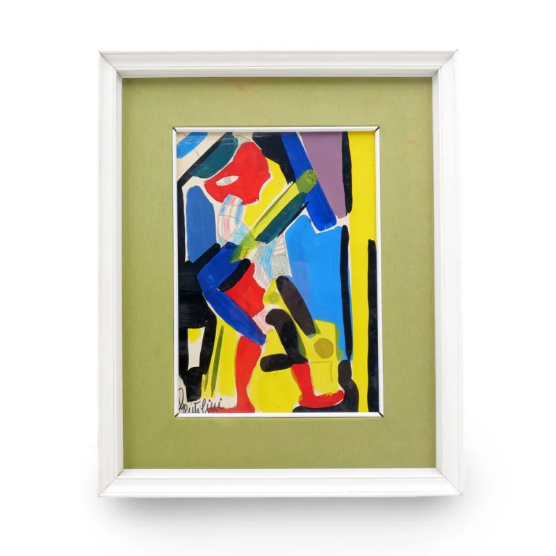 Online Pamono Aldo Gentilini, Composition, Mixed Media on Masonite, 1970s, Framed
