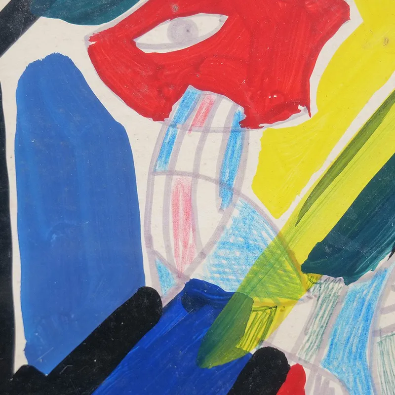 Online Pamono Aldo Gentilini, Composition, Mixed Media on Masonite, 1970s, Framed