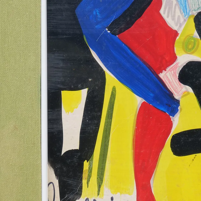 Online Pamono Aldo Gentilini, Composition, Mixed Media on Masonite, 1970s, Framed