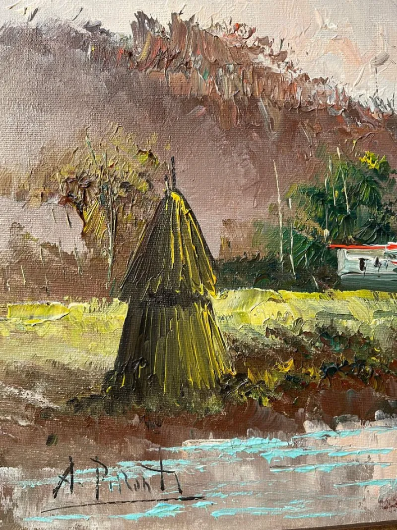 Pamono Aldo Pironti, Rural Scene, 20th Century, Oil on Canvas, Framed