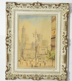 Pamono Alessandro Catalani, Urban View, 1930s, Watercolor, Framed> Art Deco|Work On Paper