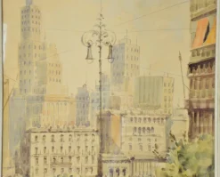 Pamono Alessandro Catalani, Urban View, 1930s, Watercolor, Framed><noscript><img width=