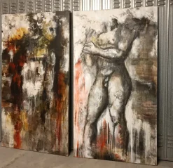Pamono Alessandro La Motta, The Fall of the Giants, 2012, Oil Paintings on Canvas, Set of 2><noscript><img width=