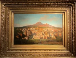 Pamono Alessandro La Volpe, View of Pompeii, Oil on Canvas, 1800s, Framed> Old Masters