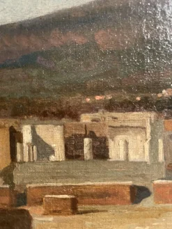 Pamono Alessandro La Volpe, View of Pompeii, Oil on Canvas, 1800s, Framed> Old Masters
