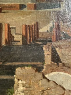 Pamono Alessandro La Volpe, View of Pompeii, Oil on Canvas, 1800s, Framed><noscript><img width=