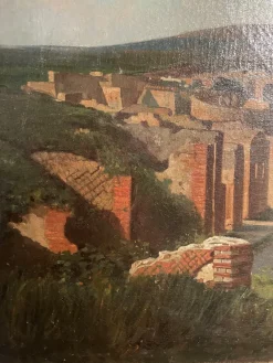 Pamono Alessandro La Volpe, View of Pompeii, Oil on Canvas, 1800s, Framed><noscript><img width=
