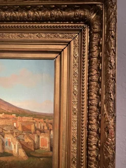 Pamono Alessandro La Volpe, View of Pompeii, Oil on Canvas, 1800s, Framed><noscript><img width=