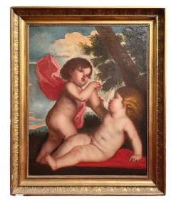 Online Pamono Alessandro Leone Varotari / Padovanino, Putti, Oil on Canvas, 17th Century, Framed