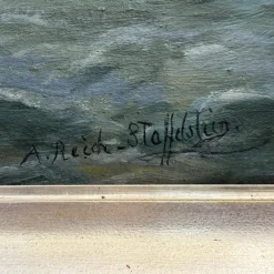 Pamono Alexander Reich-Staffelstein, Seascape with Sailing Vessel, 20th Century, Oil Painting><noscript><img width=