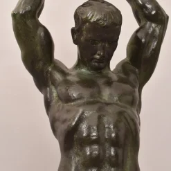 Pamono Alexandre Ouline, Art Deco Warrior Man, 20th Century, Bronze><noscript><img width=