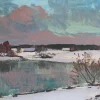 Pamono Alfejs Bromults, Winter Landscape, Oil on Cardboard> Impressionist