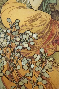 Pamono Alfons Maria Alphonse Mucha, 1920s, Glass & Paper, Set of 4> Art Nouveau