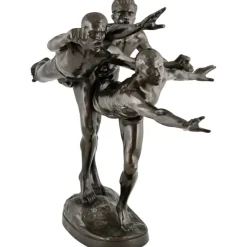 Sale Pamono Alfred Boucher, Au But Sculpture of 3 Nude Runners, 1890, Bronze