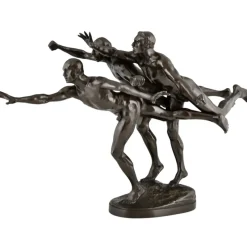 Sale Pamono Alfred Boucher, Au But Sculpture of 3 Nude Runners, 1890, Bronze