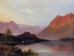 Sale Pamono Alfred De Breanski Jr, Sunset Over Lake Windermere, Oil Painting, 1920, Framed
