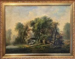 Pamono Alfred Williams, Woodland Landscape, 19th Century, Oil on Canvas, Framed> Painting