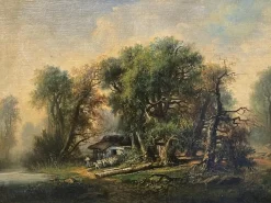 Pamono Alfred Williams, Woodland Landscape, 19th Century, Oil on Canvas, Framed> Painting