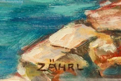 Pamono Alfred Zährl, Mostar in Bosnia, 1940s, Large Oil on Board><noscript><img width=