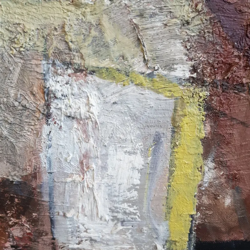 Pamono Allan Schmidt, Yellow Shapes, 1960s, Oil on Canvas> Abstraction