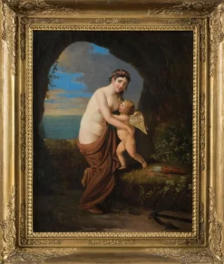 New Pamono Allegorical Scene, Aphrodite and Eros - Oil on Canvas - Late 18th / Early 19th Late 18 - Early 19th Century
