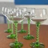 Pamono Alsatian White Wine Glasses with Green Twisted Stem, Set of 6> Glassware