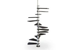 Pamono Aluminum and Mahogany Spiral Staircase by Roger Tallon, 1970> Architectural Elements