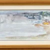 Pamono Amadeu Casals, Landscape Composition Drawing, Watercolor on Paper, Framed> Mid-Century