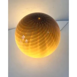 Discount Pamono Amber and Brown Spider Sphere Table Lamp in Murano Glass by Simoeng