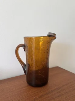 Sale Pamono Amber Bubble Glass Carafe by Biot, 1970s